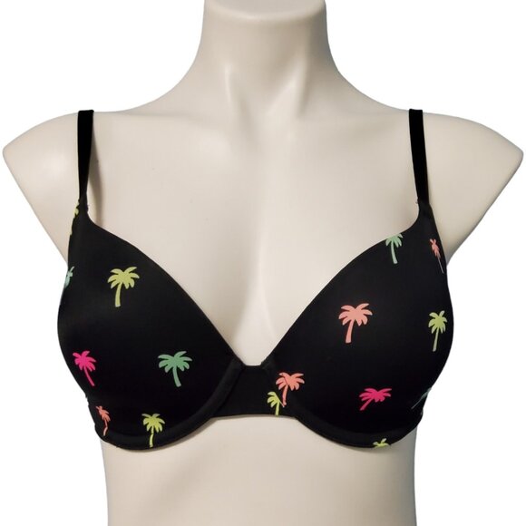 PINK T-Shirt Bra Women 32D Black Wear Everywhere Underwire Victoria's Secret - Picture 1 of 10